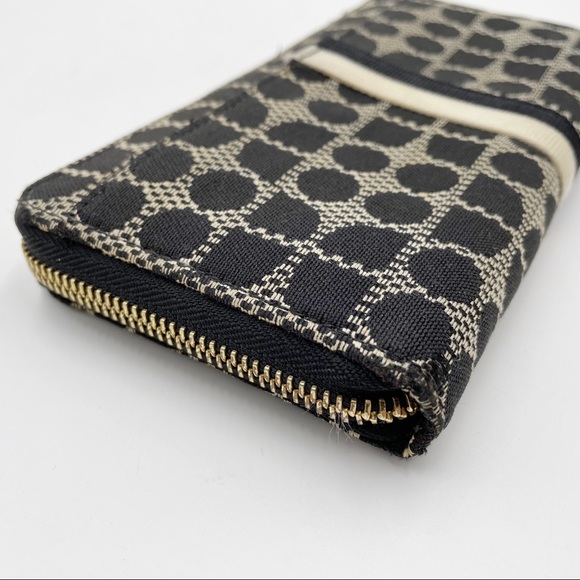 Kate Spade Classic Noel Neda Black Cream Canvas Zip Around Wallet - Picture 12 of 14